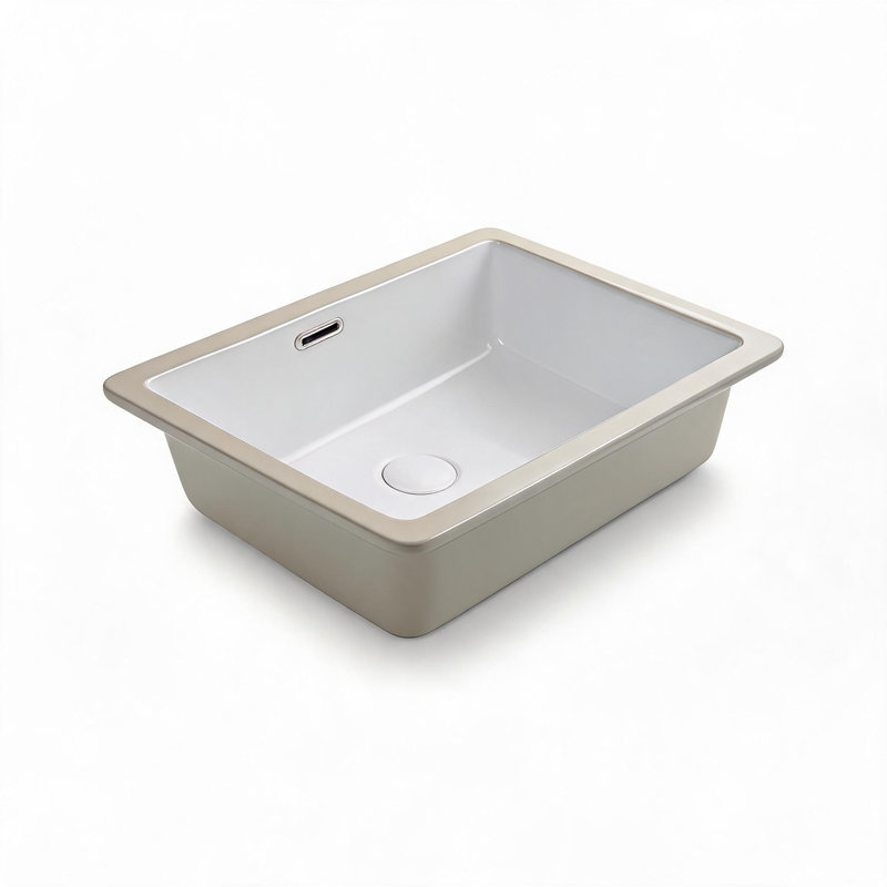 Lavabo rectangulaire encastré en céramique blanc laiteux de 56 x 38 cm avec trop-plein