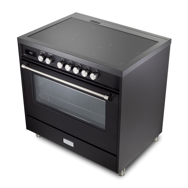 Verona Ultima Series 36 Inch Induction Range with 5 Induction Elements, Matte Black
