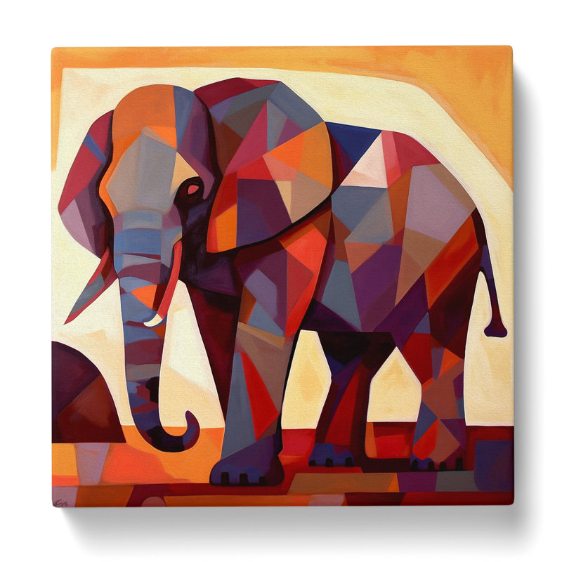 Elephant Cubism - Wrapped Canvas, 35cm H x 35cm W x 3cm D