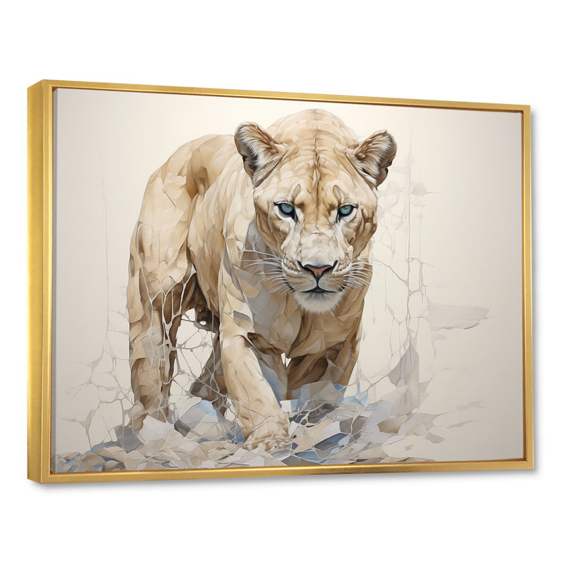 «Minimalisme panthère sauvage élégance I» sur toile, H 16 po x l 32 po x P 1 po, Cadre flottant doré