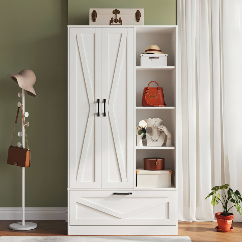 Armoire en bois avec 4 tablettes de rangement ouvertes, armoire de rangement utilitaire de 70,87 po