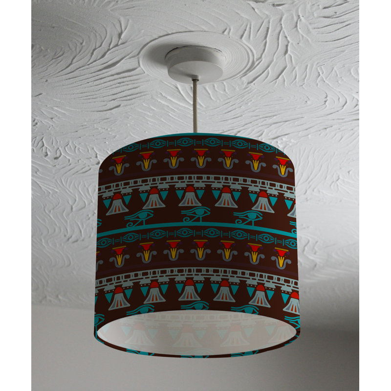 Ethnic Silhouettes 22cm H Cotton Drum Pendant Shade ( Uno )