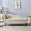 Chaise longue en velours avec rangement et banc rembourré capitonné-1405349080