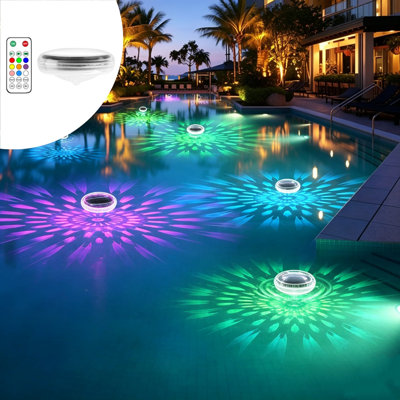Solar Powered Floating Pool Light Color Changing RGB LED Waterproof Underwater Light With Remote Control Solar Floating Light For Swimming Pool Garden Decor