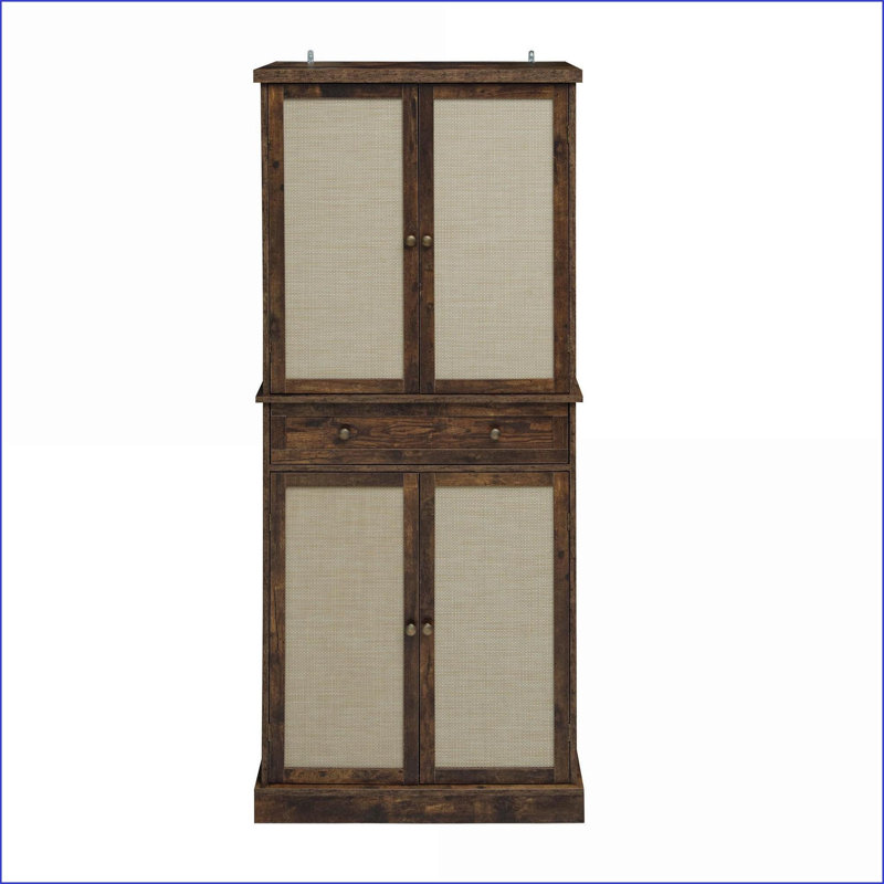 Armoires avec 4 portes, 1 tiroir, tablettes réglables | Rustique / Lodge | Panneau de particules et panneau de fibres à densité moyenne