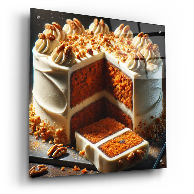 Art mural en verre Epic Art «Carrot Cake» par Rey Klimt, 24 po x 24 po, H 24 po x l 24 po