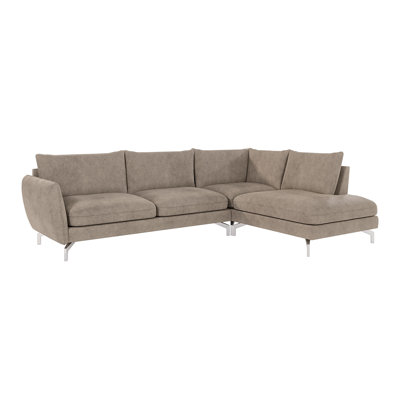Modern L-shape Corner Sofa  with Silver Metal Legs