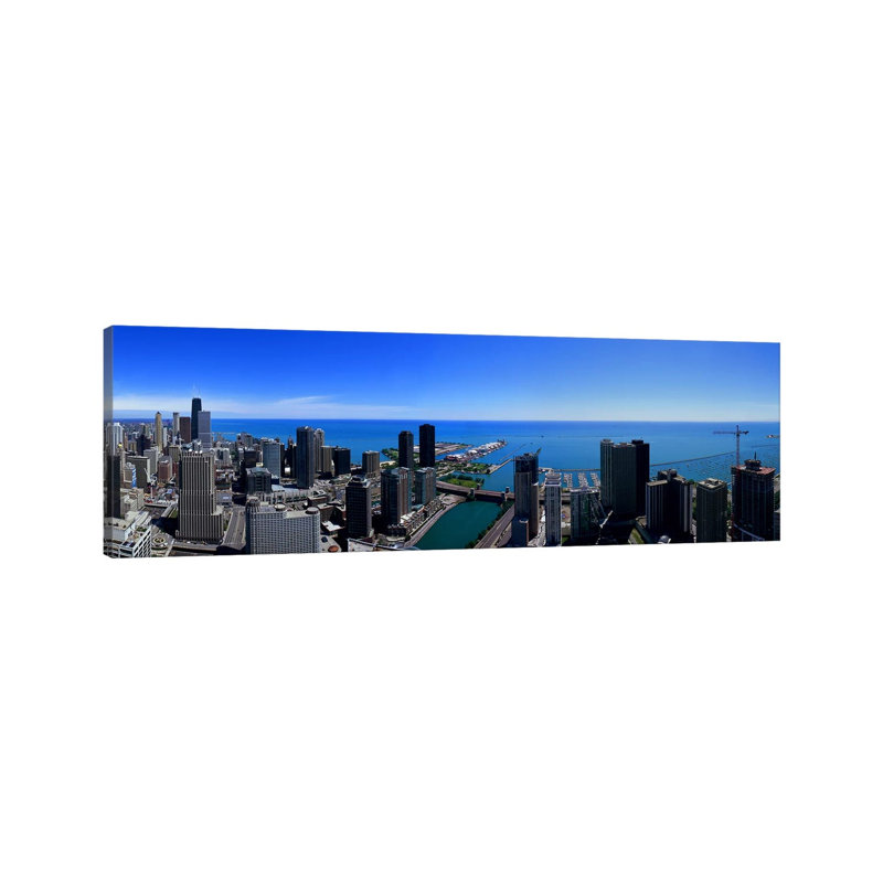 Buildings In A City, Chicago River, Chicago, Cook County, Illinois, USA - Wrapped Canvas Panoramic Print