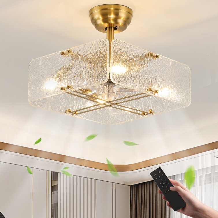 15.8" Modern Ceiling Fan with Dimmable Light, 3 Speeds, Reverse and Remote Included