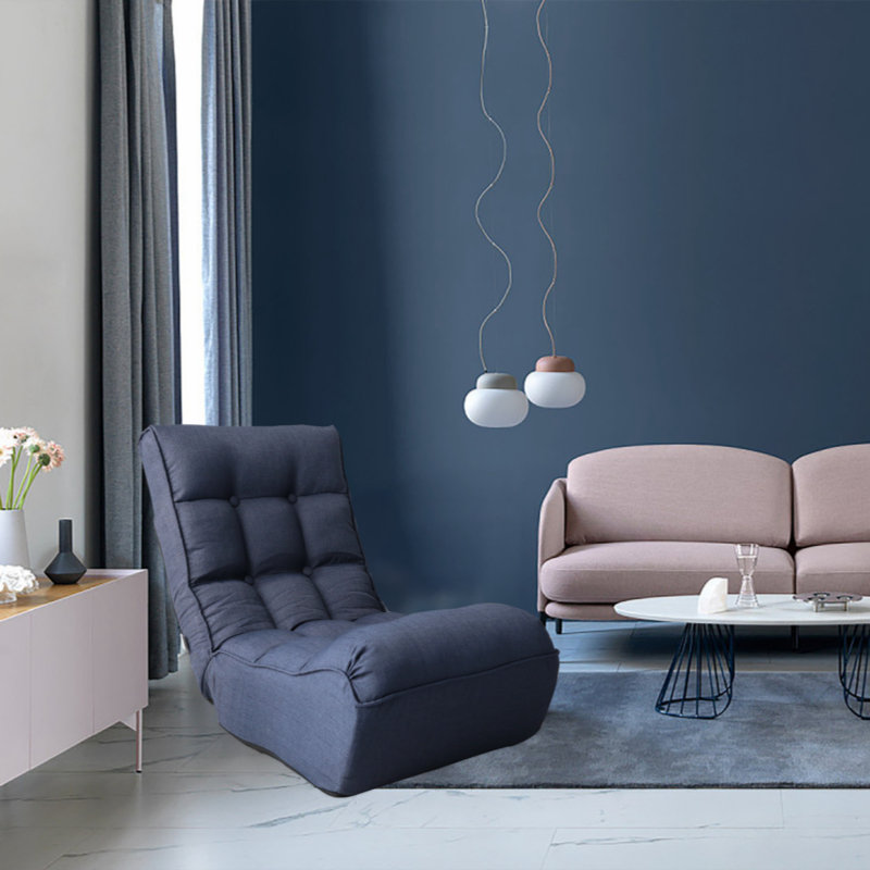 Fauteuil inclinable avec repose-pieds Bean Bag, Coton bleu marine