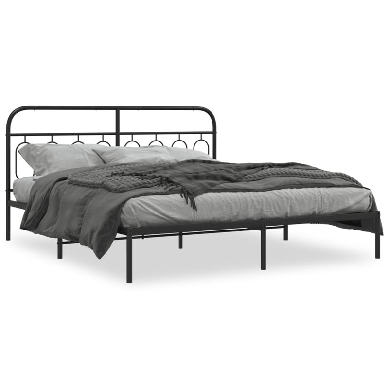 Lantremange Metal Bed, Black, 100cm H x 219cm W x 187cm D