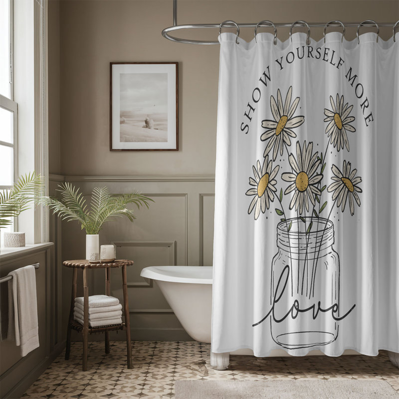 Rideau de douche standard 1 pièce Retro Flora, H 74 po x l 71 po