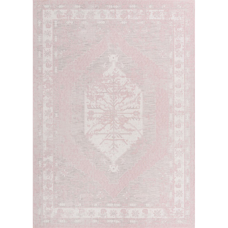 Outdoor Nile Area Rug Pink Color, Rectangle 10' x 14'