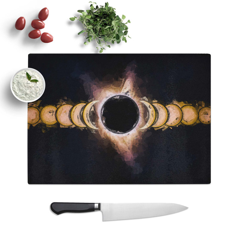 Tempered Glass The Eclipse in Abstract Chopping Board, 39 cm W x 28.5 cm L