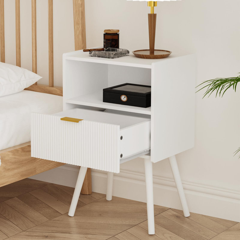 Table de chevet ouverte de style moderne, Blanc