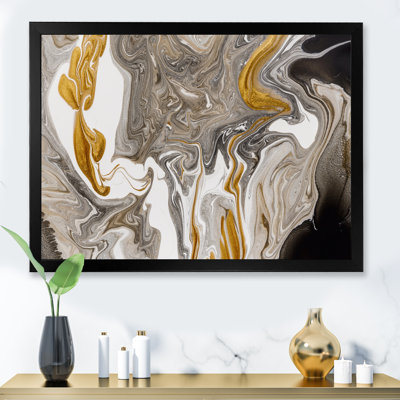 Vagues de marbre dorées et grises - peinture sur toile