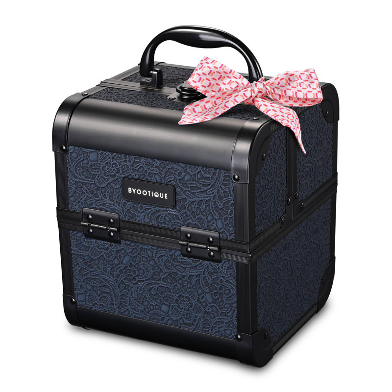 Organisateur de maquillage pour trousse de maquillage House of Hampton® avec artiste miroir, Minuit rococo