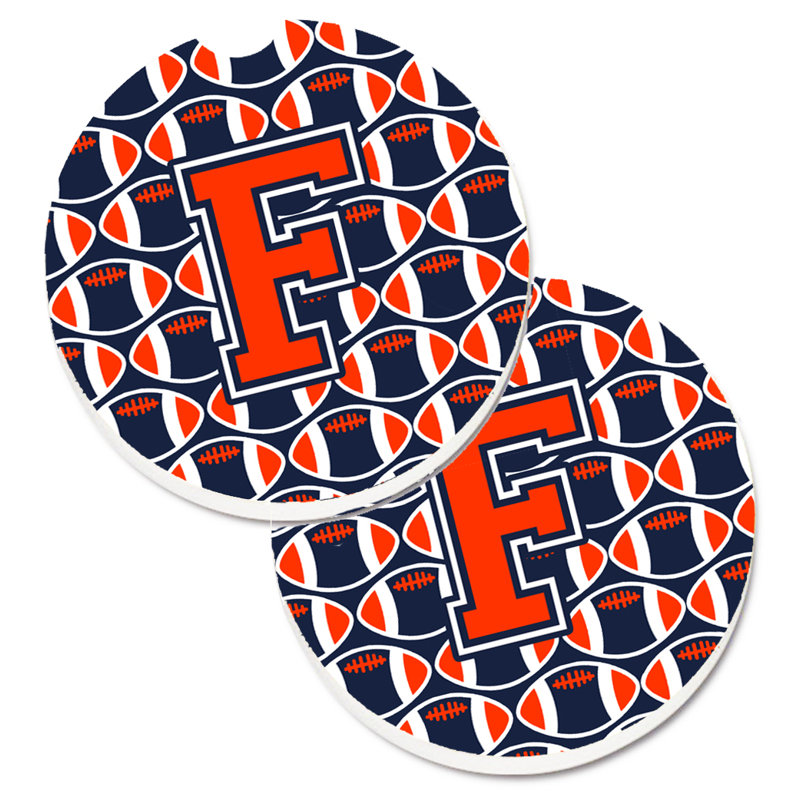 Sous-verre de football, F, Orange / bleu marine