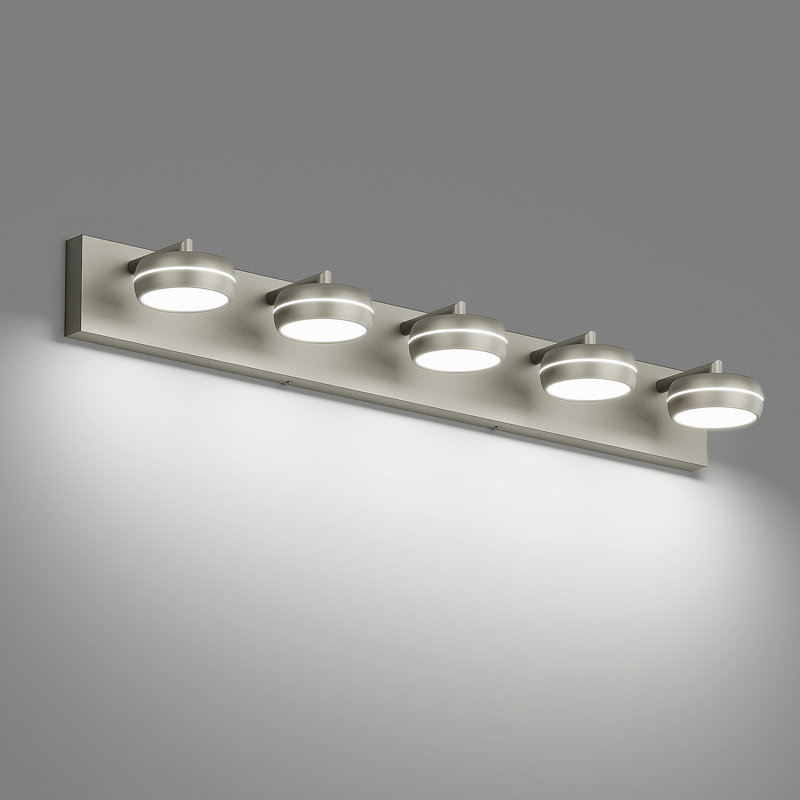 Dimmable LED Multi-Light Bathroom Vanity Fixture 5500K, 5 Lights, 5.2" H x 35.4" W x 1.18" D
