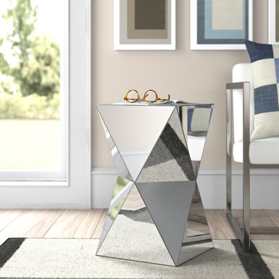 Hanchett Mirrored Glass Top End Table