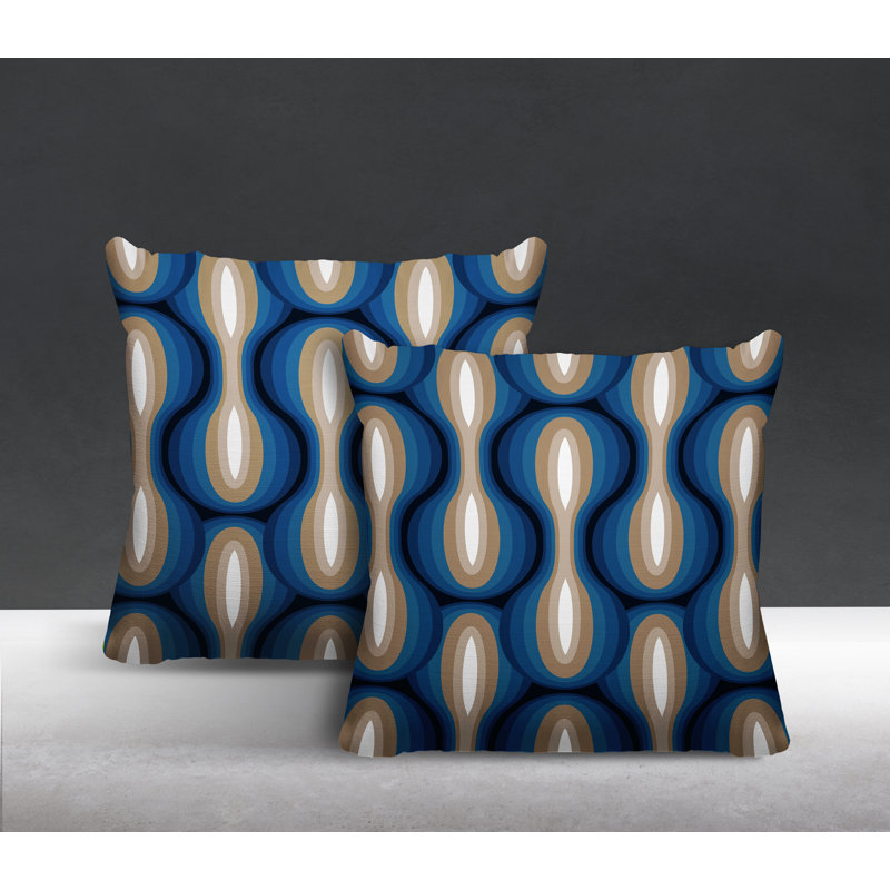 Coussin décoratif intérieur / extérieur Ikat, Beige, L 15 po x H 15 po