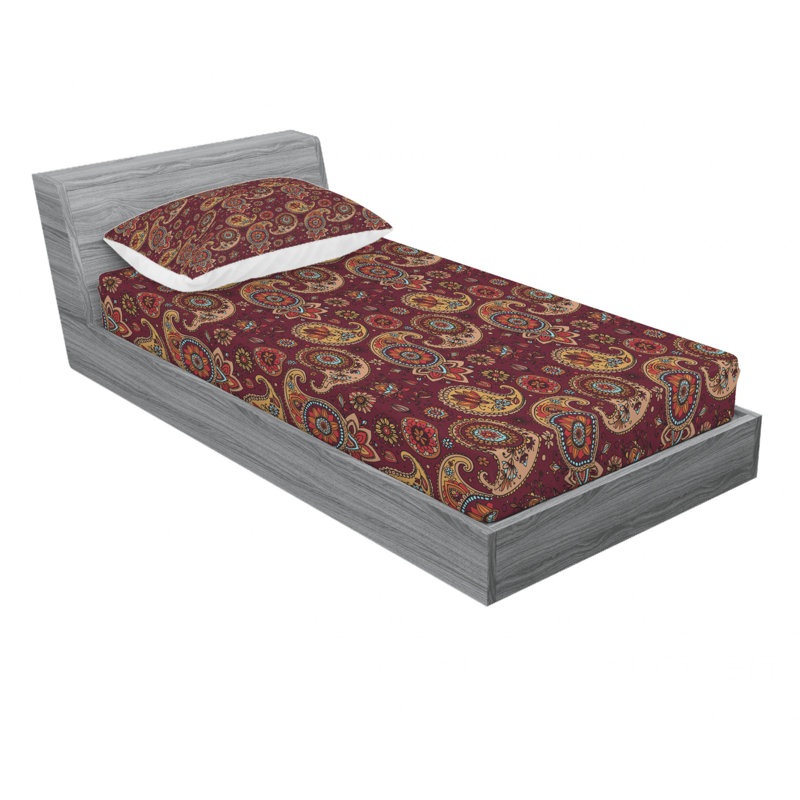 Microfiber Floral Sheet Set, Twin Sheet Set with 1 Pillowcase, Paisley 2