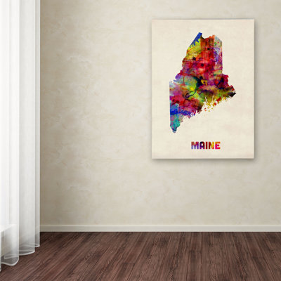 « maine map » par michael tompsett, impression sur toile