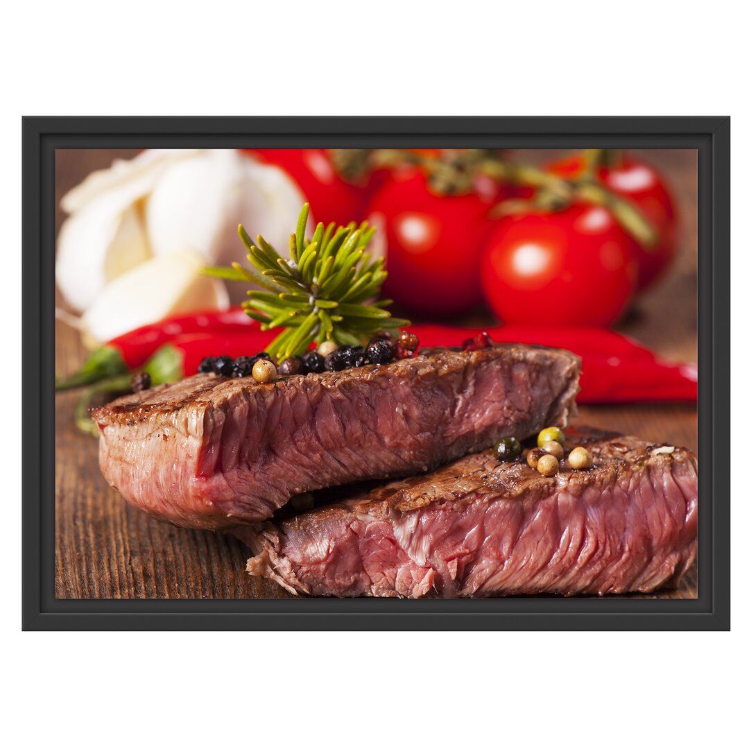 Gerahmtes Wandbild Saftiges Pfeffer Steak