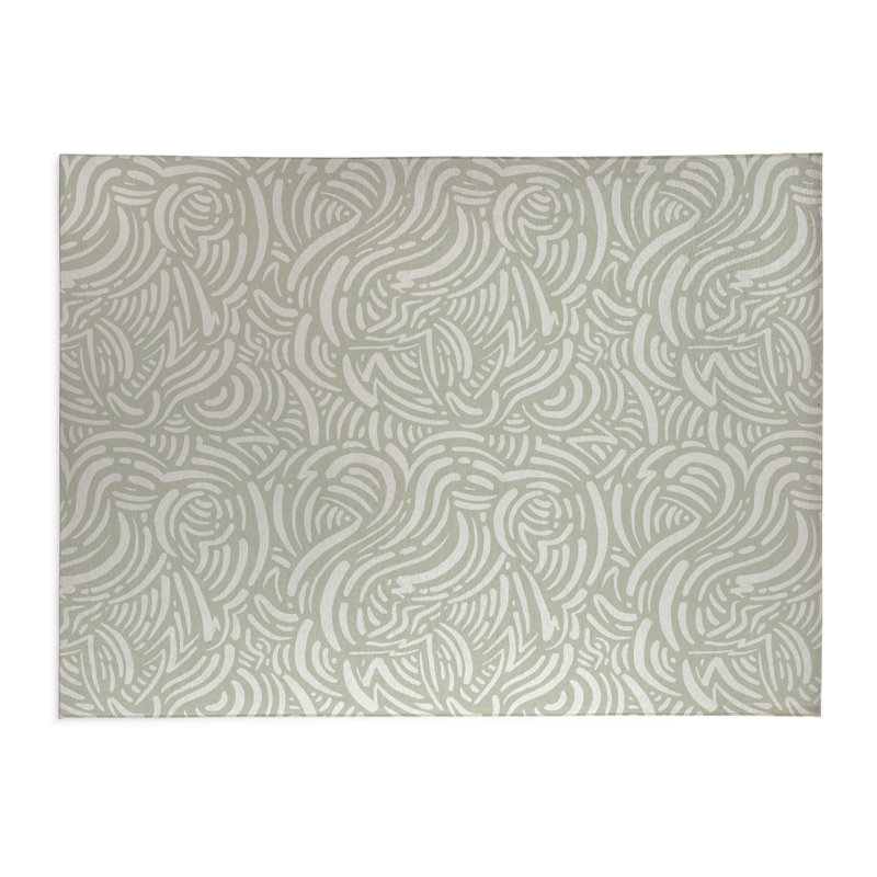 Tapis de cuisine Cozy Swirl, Vert clair, Rectangle 5 pi x 7 pi