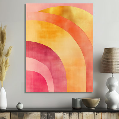 Pink Metallic Canvas, Blush & Gold Arcs, Blush Gold Abstract Wall Art