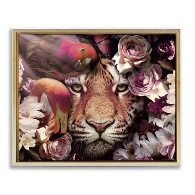 "Tropical Birds & Tiger", art mural sur toile flottante par Reinders