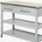 Kitchen Island with Stainless Steel Top, Traditional Kitchen Island with Storage, 2-Tier Open Shelves, Drawers, Light Gray