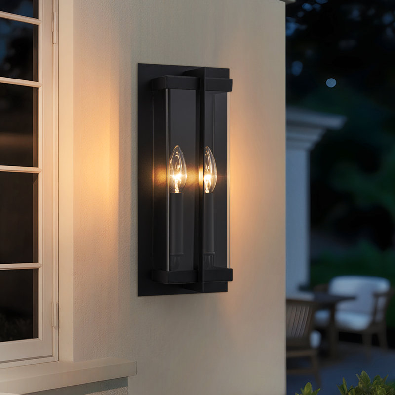 Applique murale noire pour l'extérieur avec verre acrylique