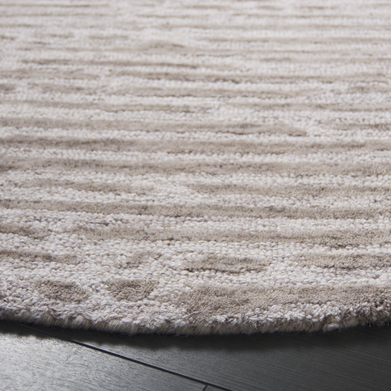Ebony 927 Hand Tufted Wool/Cotton Abstract Rug in Light Brown/Ivory, Round 6'