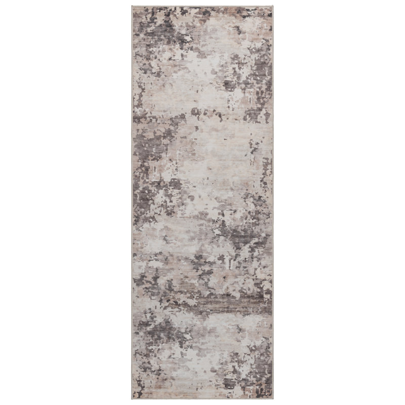Tapis beige industriel rayé ivoire Rayna Kaori, Tapis de couloir 2 pi x 6 pi