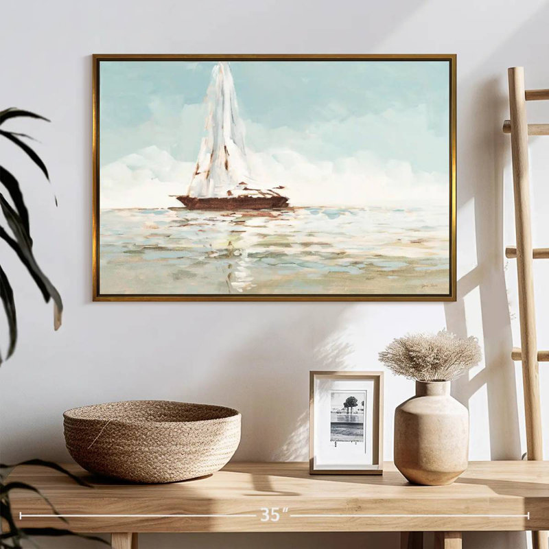 Voilier, Cadre flottant doré, 25 po x 17 po
