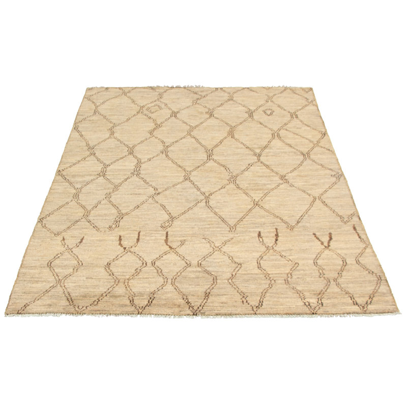 Tapis unique en laine noué à la main style kaki marocain des années 2010 de 6 pi x 8 pi 8 po Fjodor