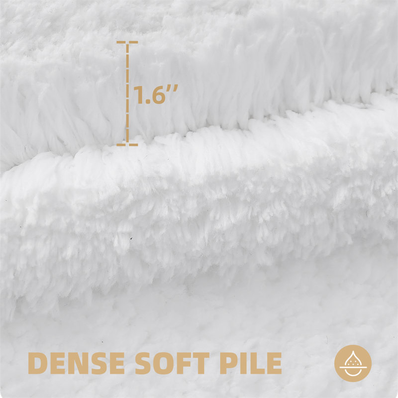 Tapis pour salle de bain Gaenside, L 43 po x l 24 po, Blanc