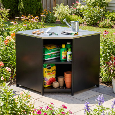 Outdoor Corner Kitchen Island with Stainless Steel Top