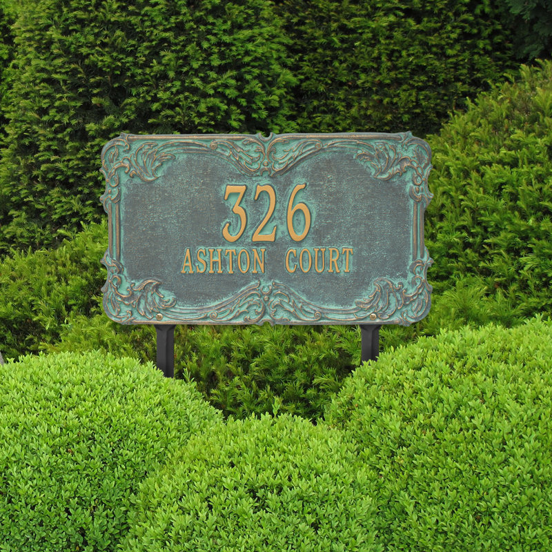 Plaque d'adresse sur 2 lignes Signature Series, Vert-de-gris, Bronze, Oui