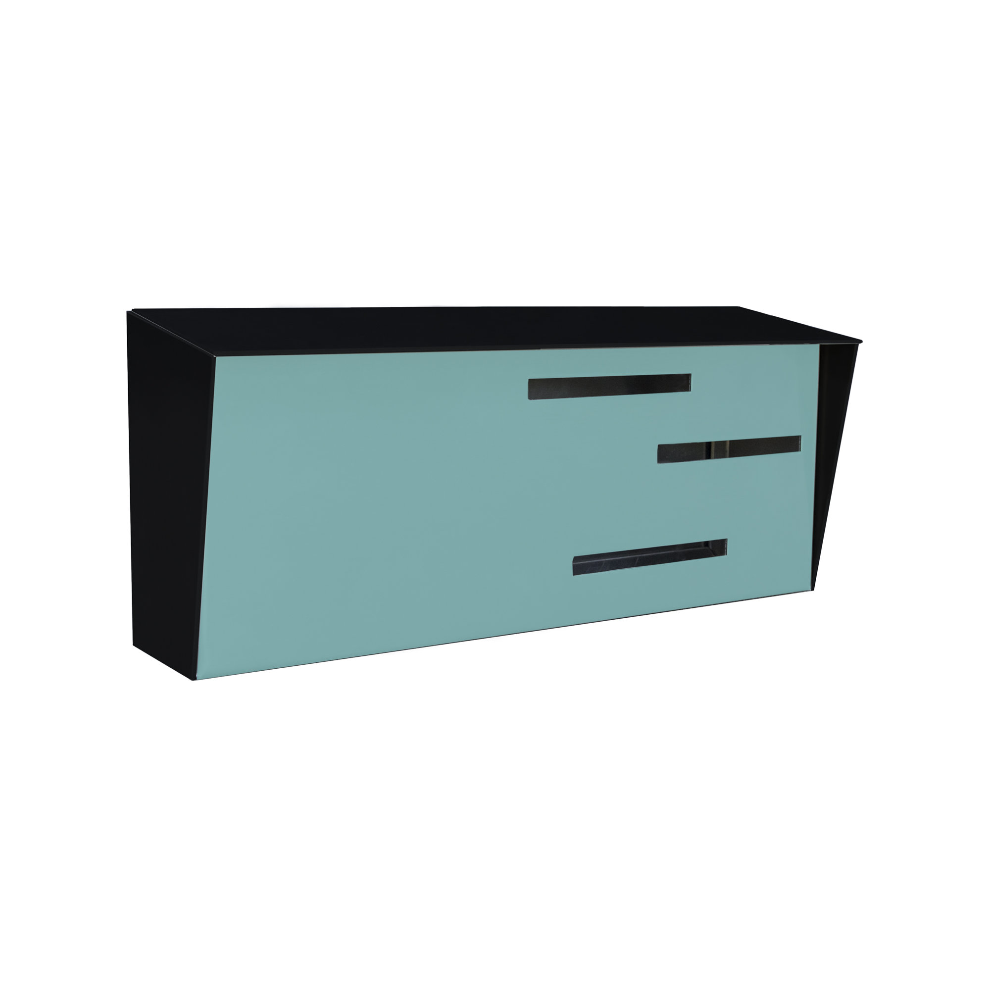 Modern Wall Mounted Mailbox, Black/Robin Egg