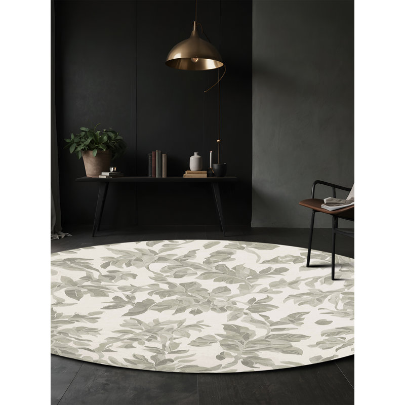 Machine Washable Gray Area Rug, Round 8'