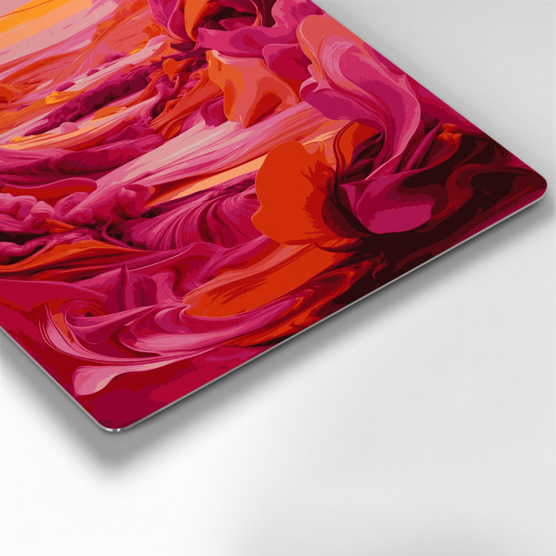 Abstrait paysage 6, art mural en métal rouge, H 12 po x l 18 po