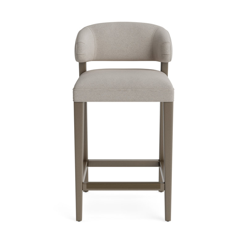 Keane Bar Stool, Performance Boucle - Dove Gray, Driftwood, Bar Stool (30” Seat Height)