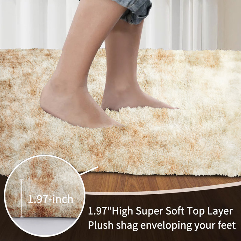 Soft Plush Shaggy Area Rug – Ultra Cozy High-Pile Fluffy Carpet for Living Room, Bedroom & Modern Home Décor, Tye Dye Cream