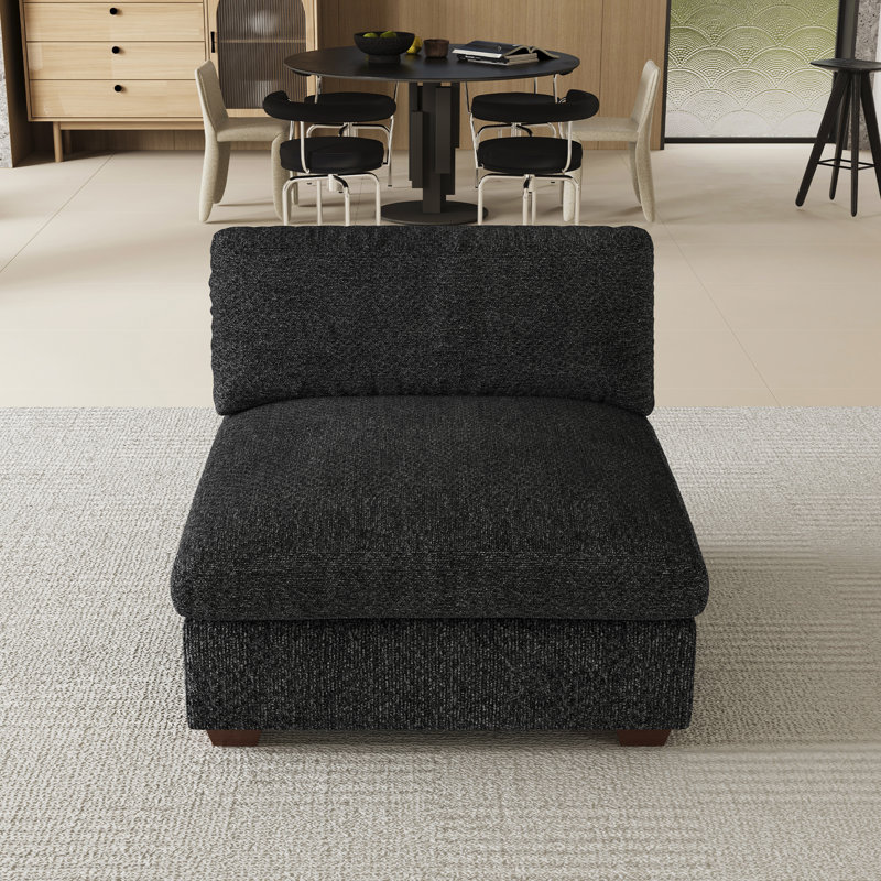 Module de siège simple sans accoudoirs pour canapé modulaire Kasi, Noir