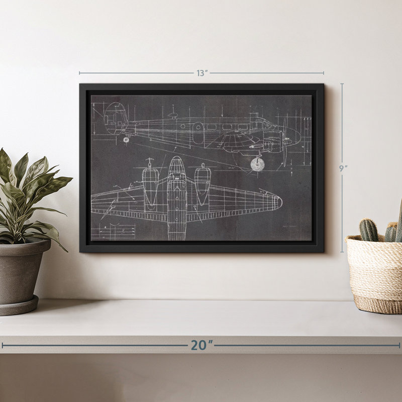 Plane Blueprint Canvas Print, 9" H x 13" W
