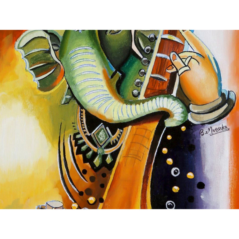 Musical Ganesha, peinture acrylique sur toile | Bhavya Murarka