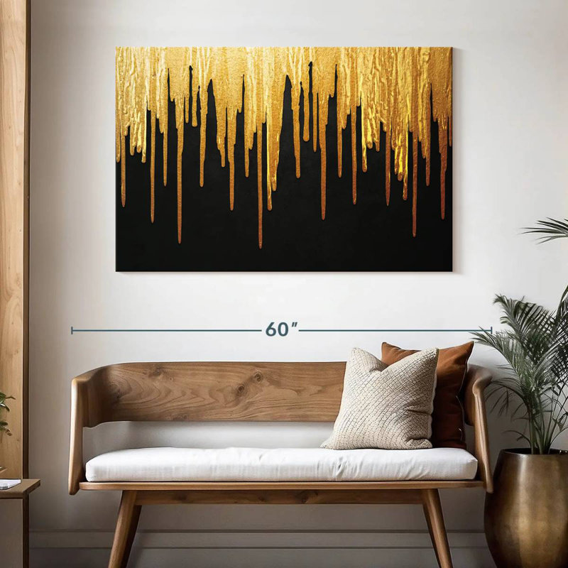 Avery Gold Paint Drip, 32" H x 48" W
