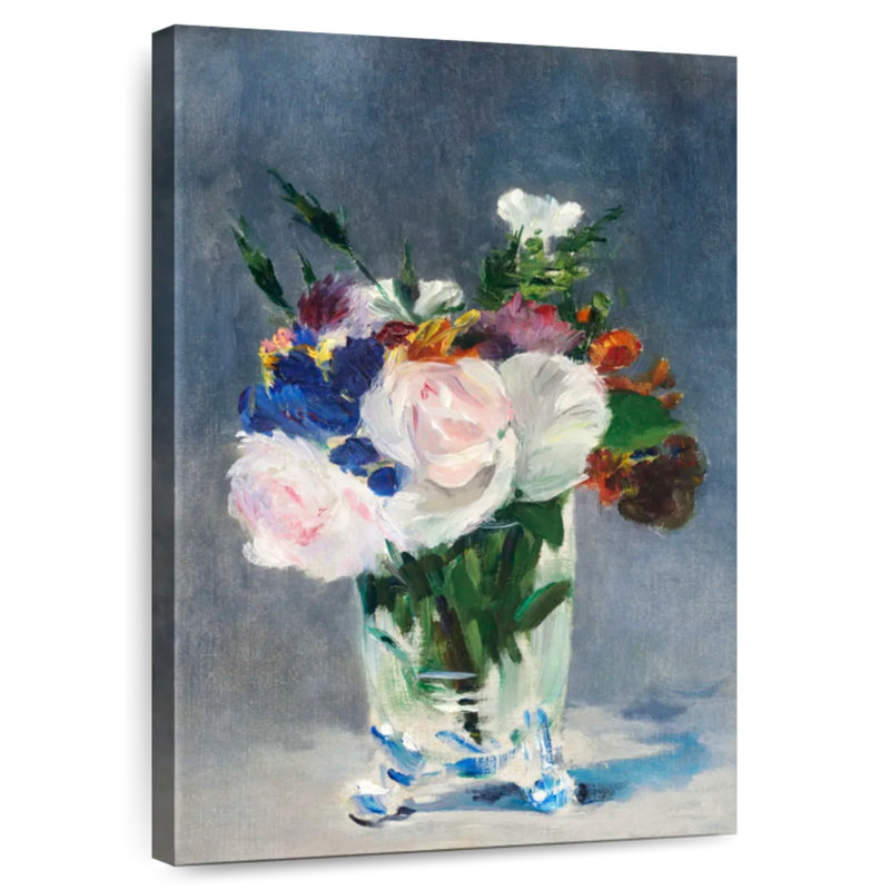 Fleurs Harnek dans un vase en cristal 1882, H 45 po x l 30 po
